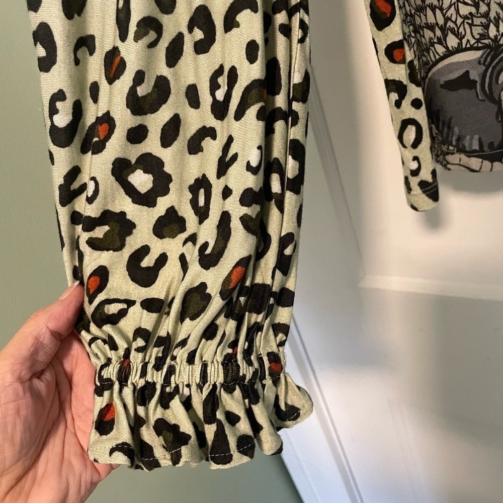Anthropologie Bl^nk London Animal Elephant Print Safari Long sleeve‎ Medium Boho - Picture 6 of 8